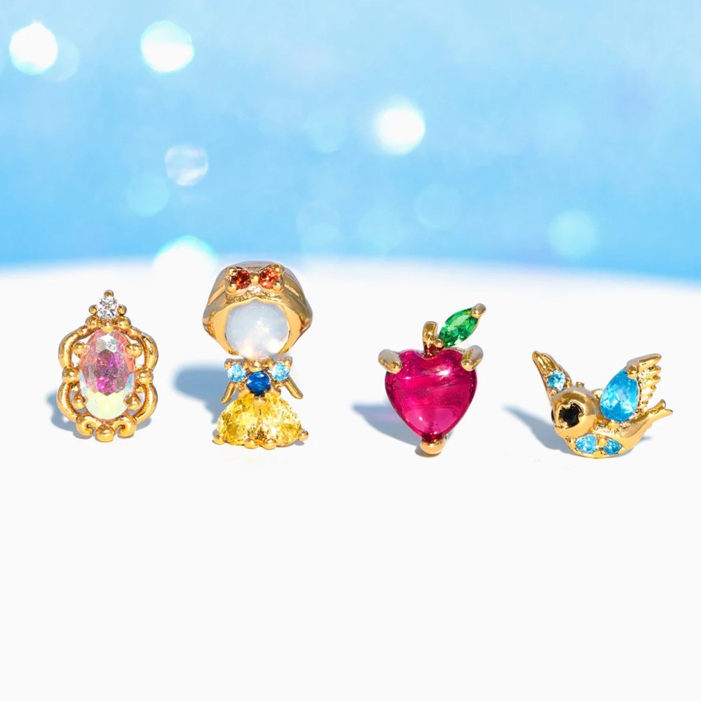 Disney Snow White Gold and Multicolor Earring Stud Set
